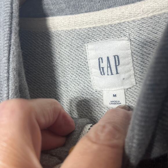 Gap Sweatshirt Pullover 1/4 Zip Gray Comfy Casual Minimalist Pockets Lounge M - Picture 4 of 5